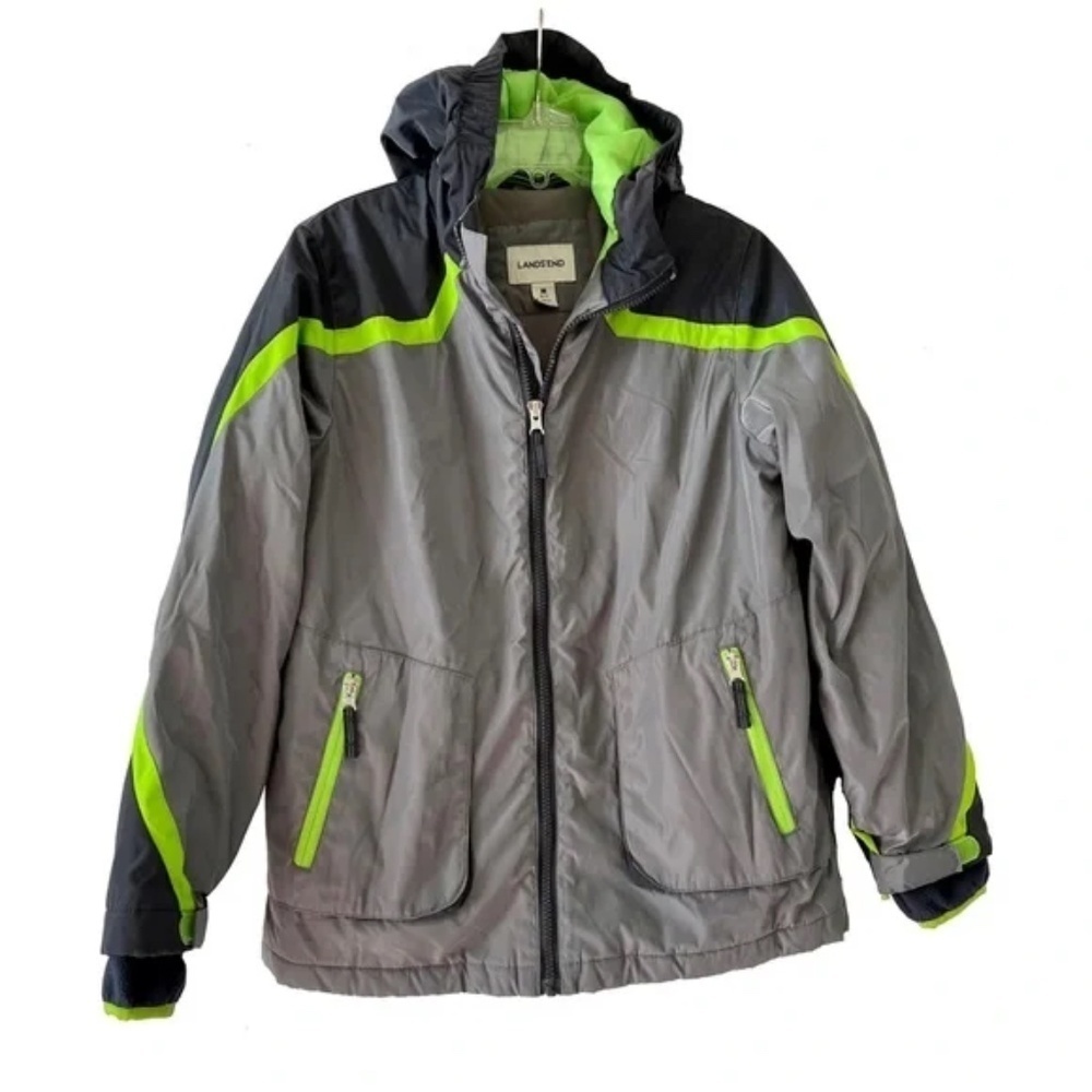 Land’s End | Boys Gray Green Insulated Parka Jacket, Size 10 - 12 Boys